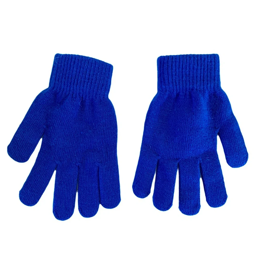 NWOT Unisex knit full finger mittens. Blue.